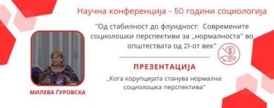 Презентација: „Кога корупцијата станува нормална: социолошка перспектива“ – Милева Ѓуровска