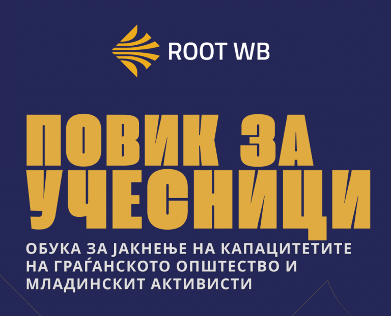 ПОВИК ЗА УЧЕСНИЦИ – Обука за јакнење на капацитетите на граѓанското општество и младинските активисти